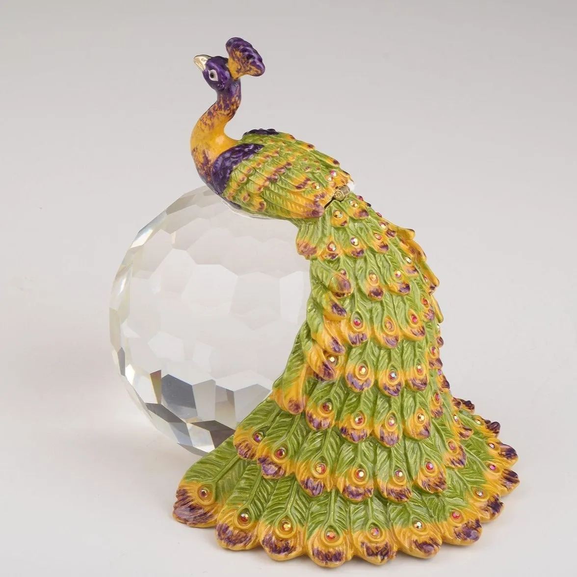 Colorful Peacock on Crystal Ball