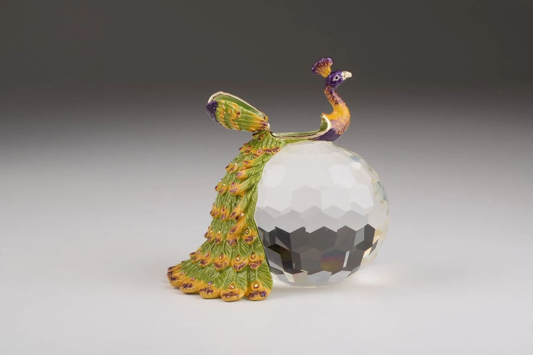 Colorful Peacock on Crystal Ball