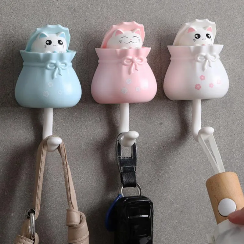 Cute Cat Wall Mounted Key Hooks