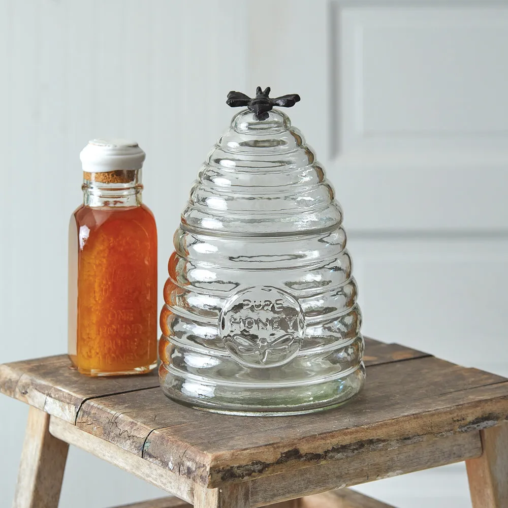 Cute Medium Honey Hive Glass Jar