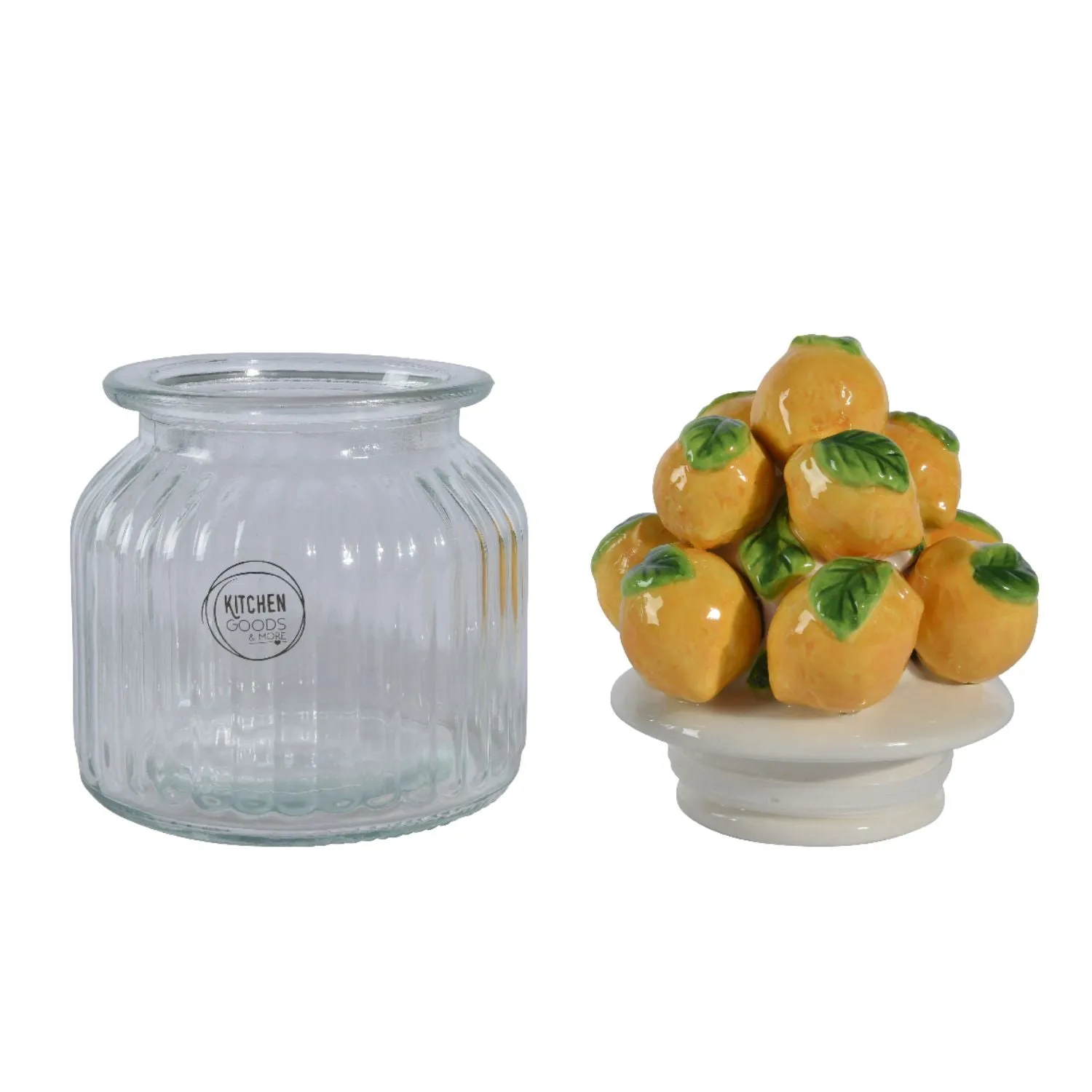 Decoris 19cm Lemon Removable Lid & Glass Jar