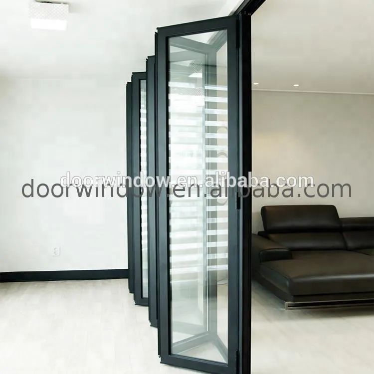 DOORWIN 2021Curved folding door commercial room dividers double glass aluminum outdoor by Doorwin on Alibaba