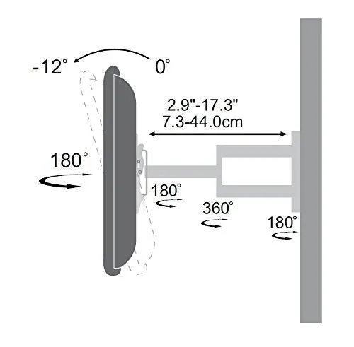 Duronic TVB109S TV Bracket, Wall Mount for 23-55" Television Screen, Tilting Action -12°/ 6°, Fits up to 600x400mm, For Flat Screen LCD/LED (30kg)