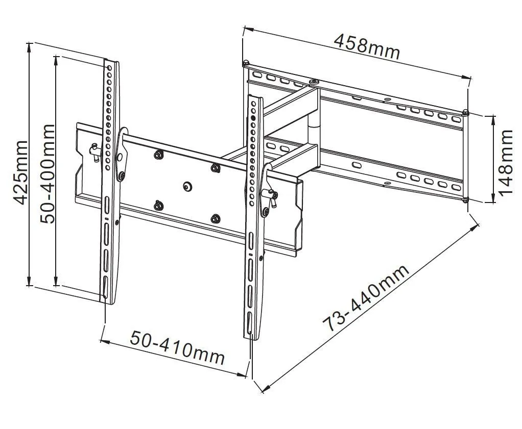 Duronic TVB109S TV Bracket, Wall Mount for 23-55" Television Screen, Tilting Action -12°/ 6°, Fits up to 600x400mm, For Flat Screen LCD/LED (30kg)