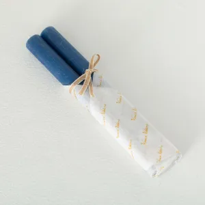 English Blue Taper Candle Pair