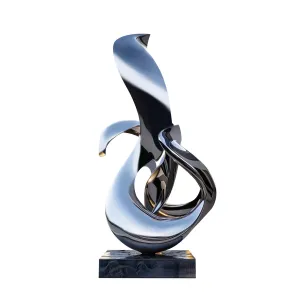 FINEST Sleek Abstract Stainless Steel Sculpture with Fluid Curves FS-103