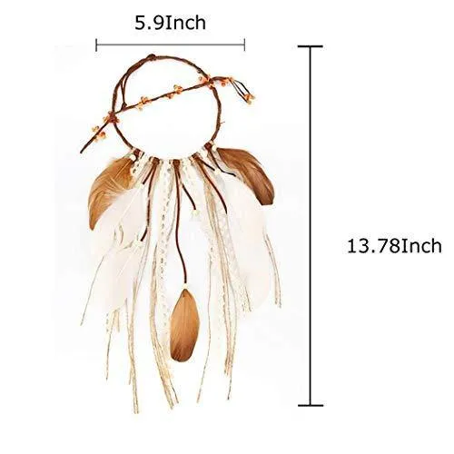 Grab Classy Cotton Dream Catcher (4.7 x 13.8 inch, Brown)