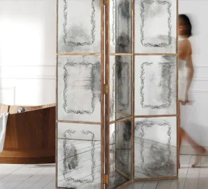 Hand-Engraved Venetian Mirrored Glass Screen