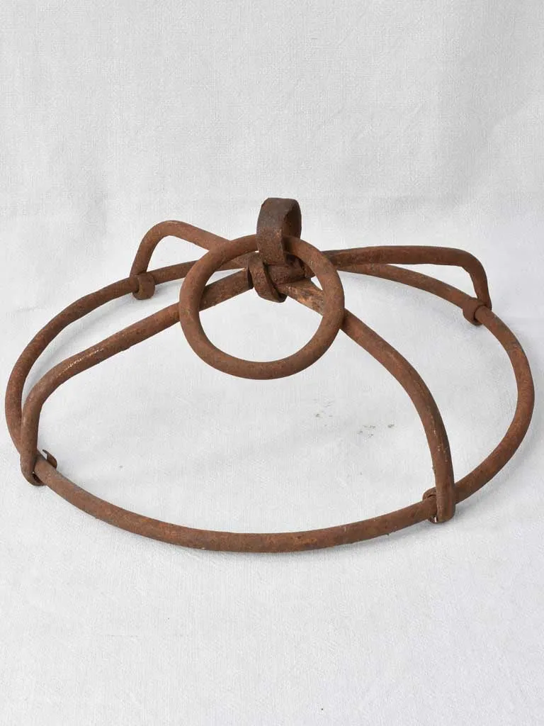 Hanging wrought iron ring for displaying hooks 18"