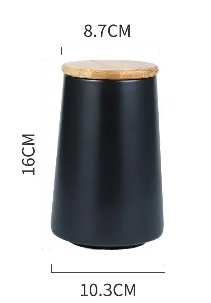 Heart Home Ceramic Jar | Food Storage Jar | Kitchen Storage Jar | Round Jar for Home | Sugar Storage Jar | Airtight Bamboo Lid | YX04-3-BK | 3 Piece Set | 500 | 700 | 850 ML | Black