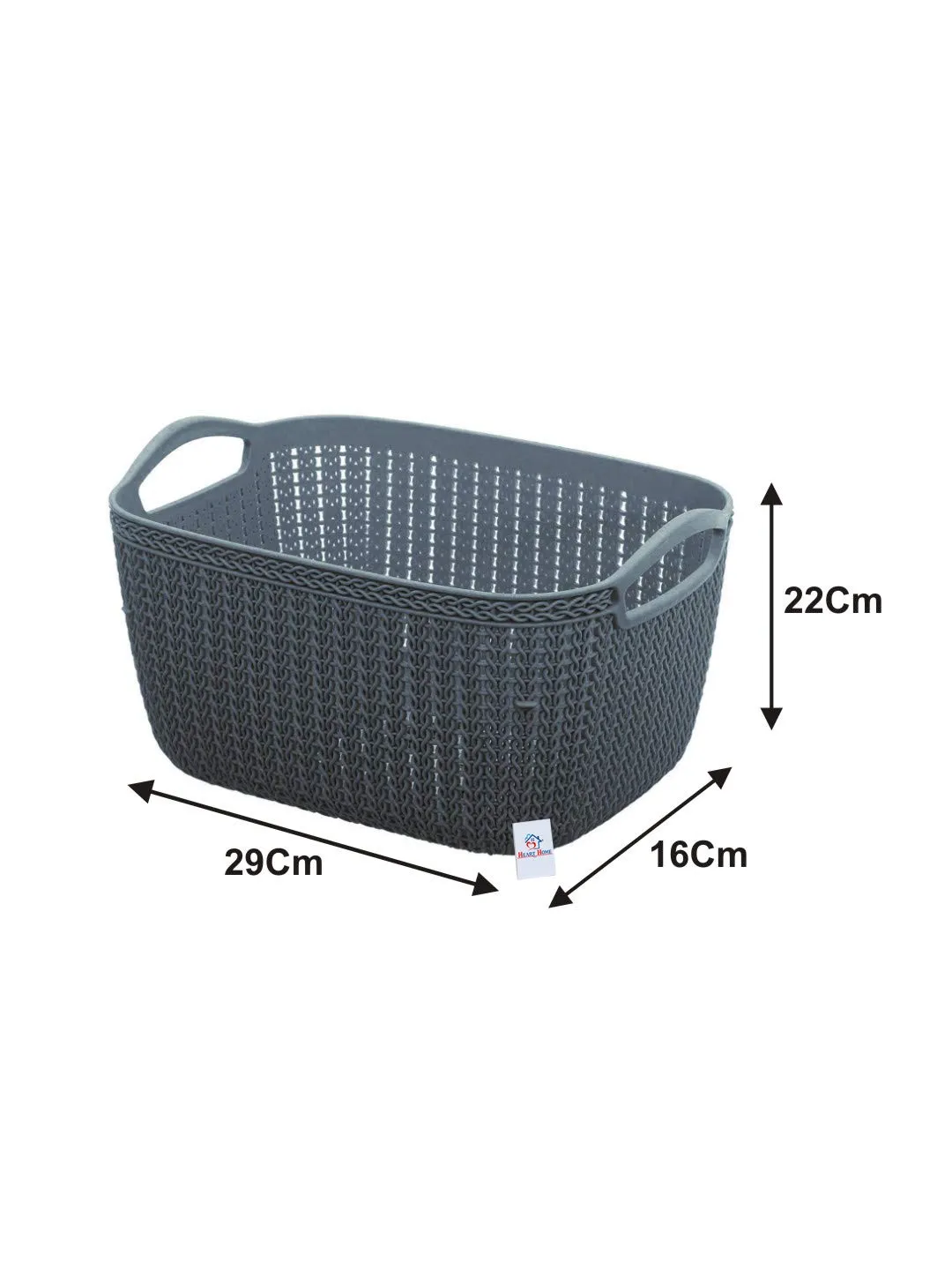 Heart Home Q-5, 6 Unbreakable Plastic 2 Pieces Multipurpose Large & Medium Size Flexible Storage Baskets/Fruit Vegetable Bathroom Stationary Home Basket with Handles (Grey)-HEART10574