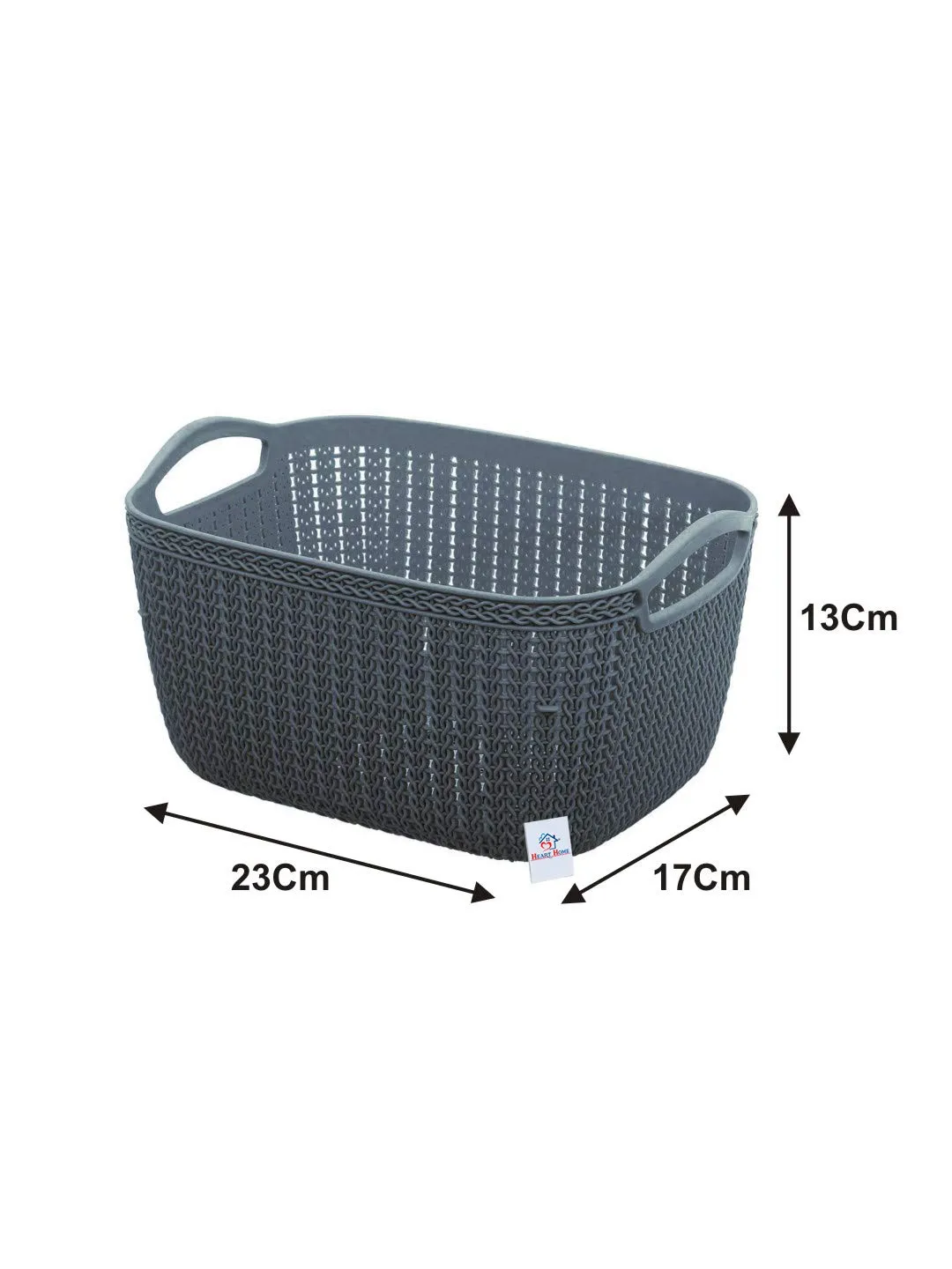 Heart Home Q-5, 6 Unbreakable Plastic 2 Pieces Multipurpose Large & Medium Size Flexible Storage Baskets/Fruit Vegetable Bathroom Stationary Home Basket with Handles (Grey)-HEART10574