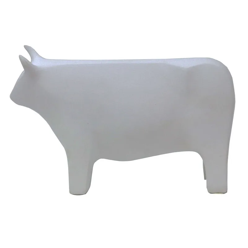 Interior Décor White Bull Clean Lines Decorative Showpiece Ornament