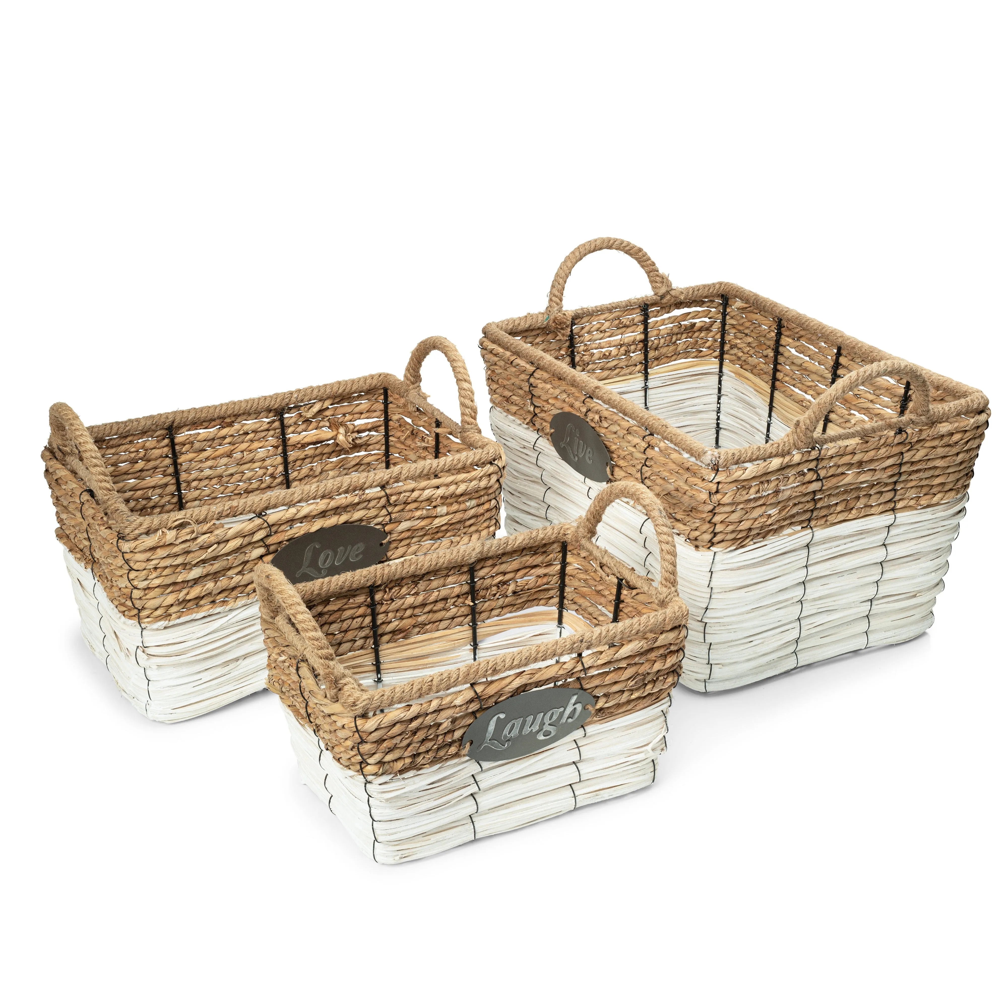 Jute Basket Set ("Live,Love,Laugh")