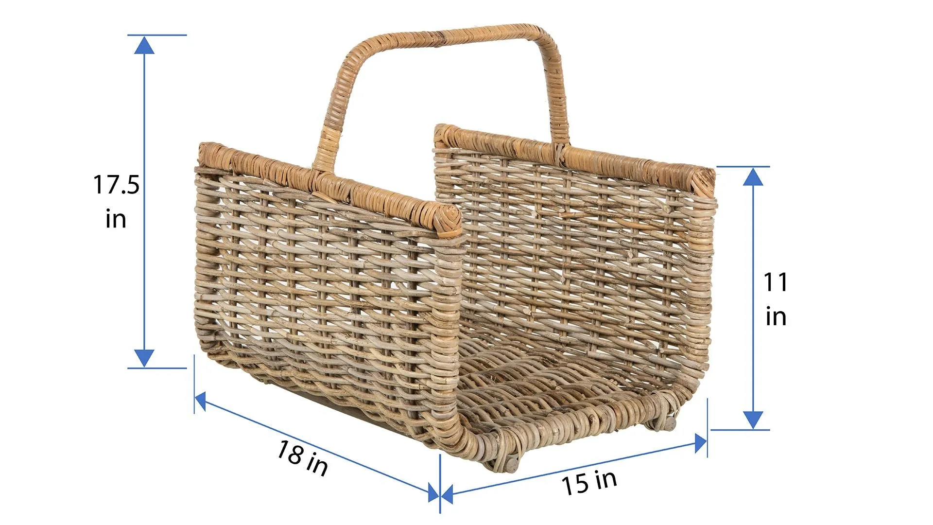 Kobo Rattan Fire Log Basket, Gray-Brown