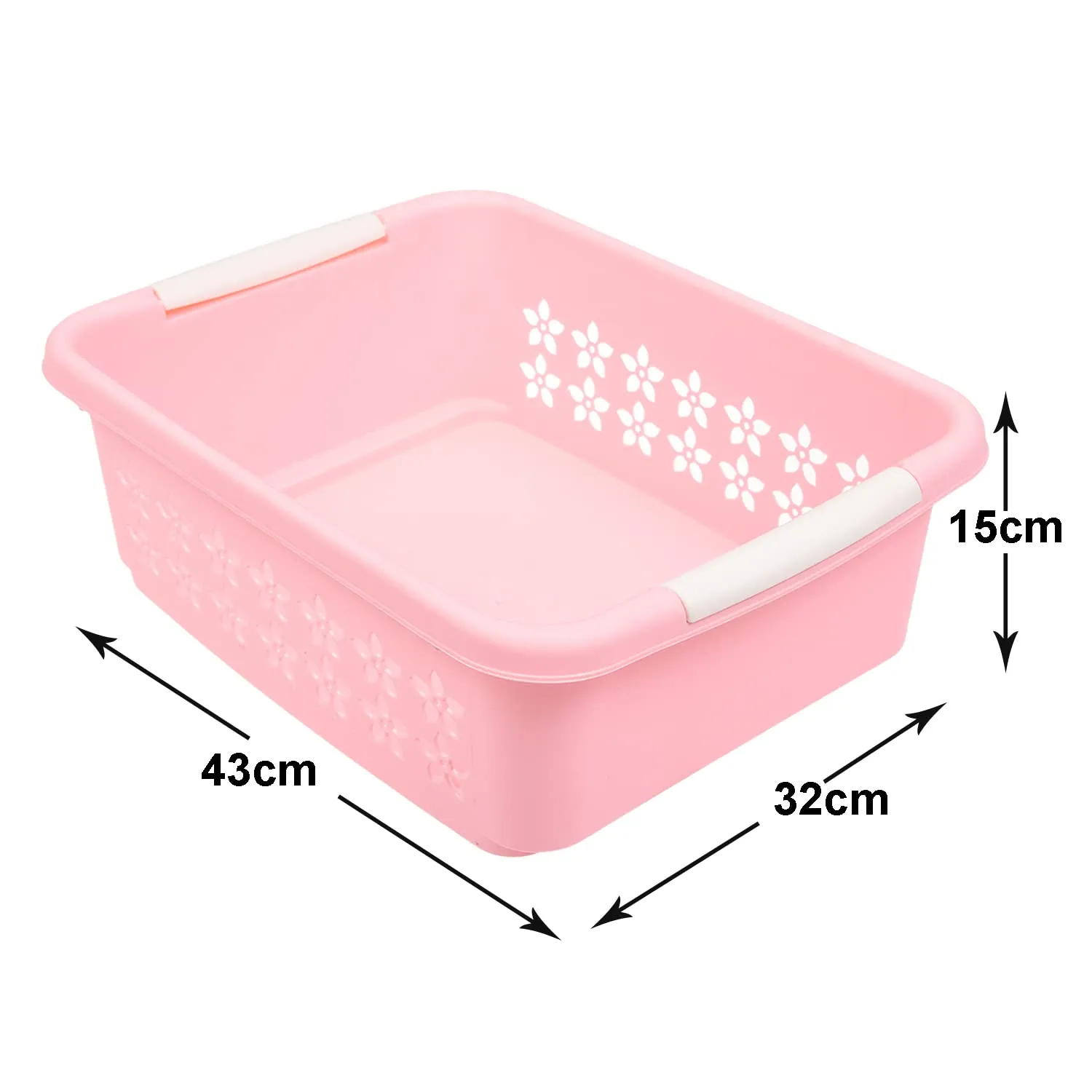 Kuber Industries Multipurpose Rectangle Shape Plastic Storage Basket for Kitchen, Fruit Basket, Office Table, Storage Organizer Large (Pink)