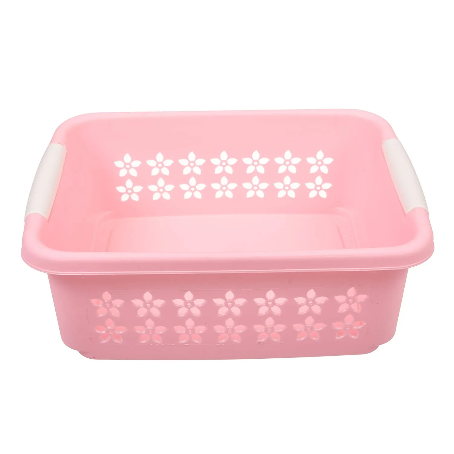 Kuber Industries Multipurpose Rectangle Shape Plastic Storage Basket for Kitchen, Fruit Basket, Office Table, Storage Organizer Large (Pink)