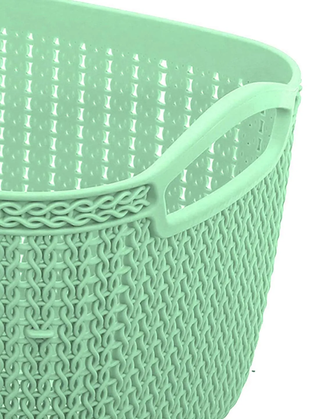 Kuber Industries Q-5,6 Unbreakable Plastic 2 Pieces Multipurpose Large & Medium Size Flexible Storage Baskets/Fruit Vegetable Bathroom Stationary Home Basket with Handles (Light Green)