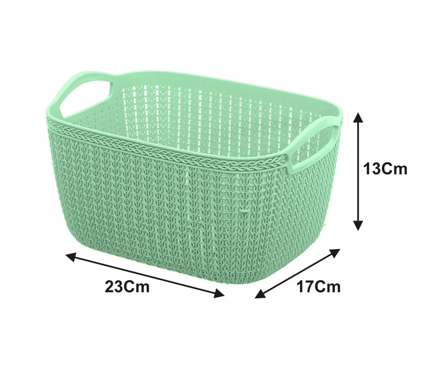 Kuber Industries Q-5,6 Unbreakable Plastic 2 Pieces Multipurpose Large & Medium Size Flexible Storage Baskets/Fruit Vegetable Bathroom Stationary Home Basket with Handles (Light Green)