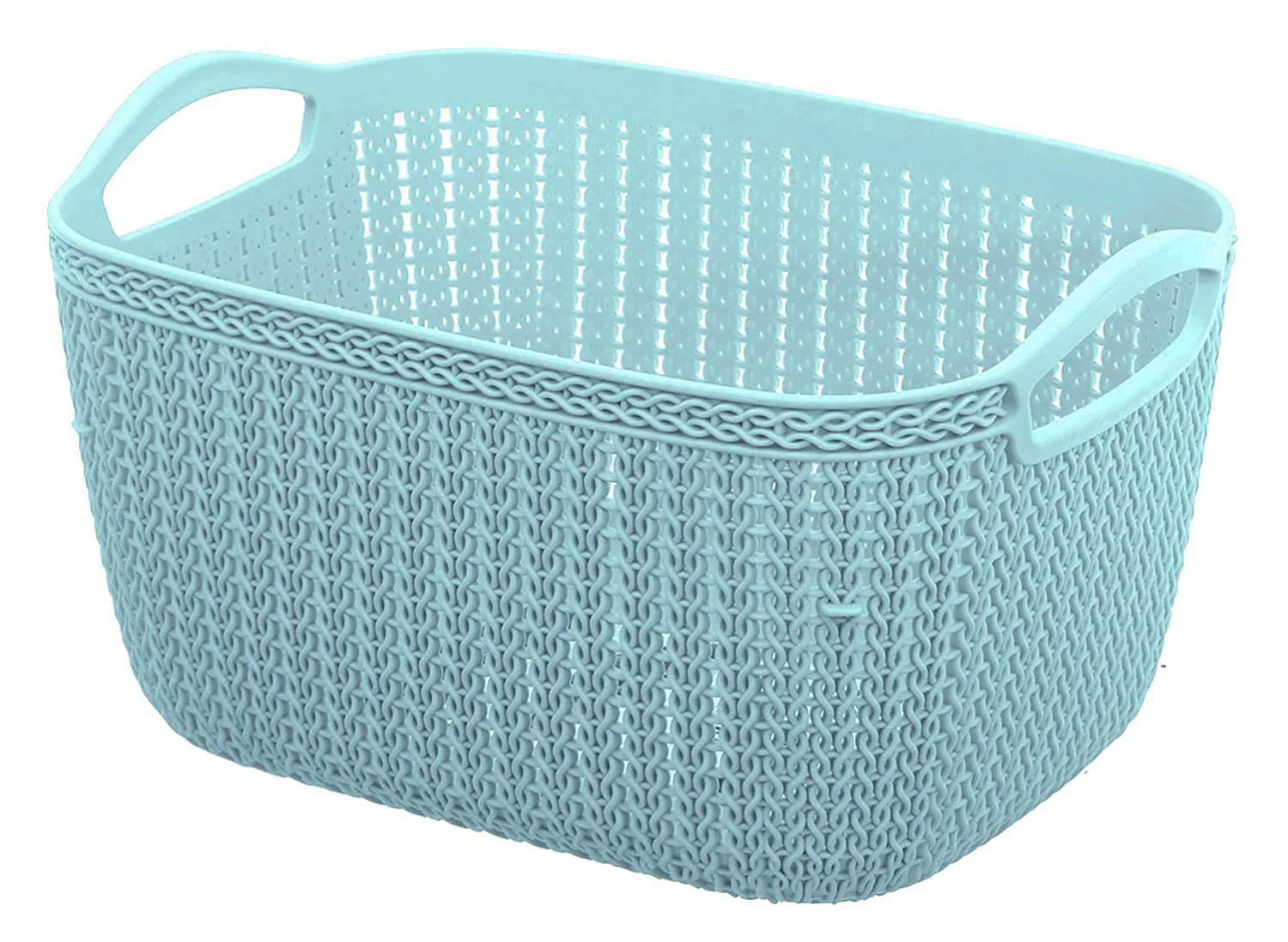 Kuber Industries Q-6 Unbreakable Plastic 4 Pieces Multipurpose Large Size Flexible Storage Baskets/Fruit Vegetable Bathroom Stationary Home Basket with Handles (Light Blue)