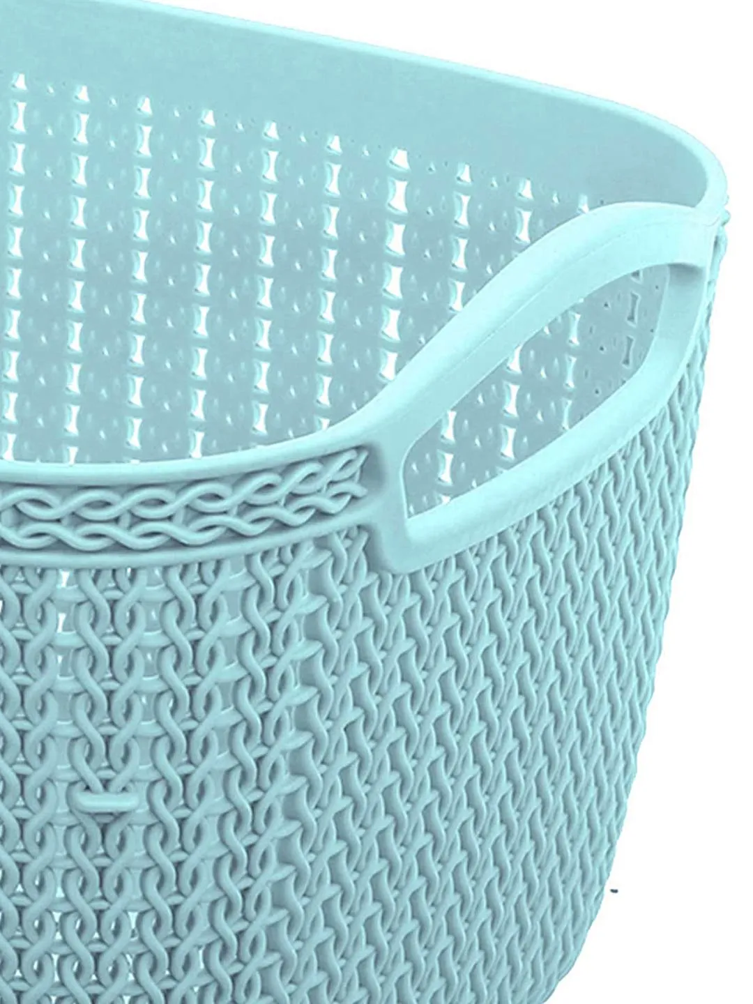 Kuber Industries Q-6 Unbreakable Plastic 4 Pieces Multipurpose Large Size Flexible Storage Baskets/Fruit Vegetable Bathroom Stationary Home Basket with Handles (Light Blue)