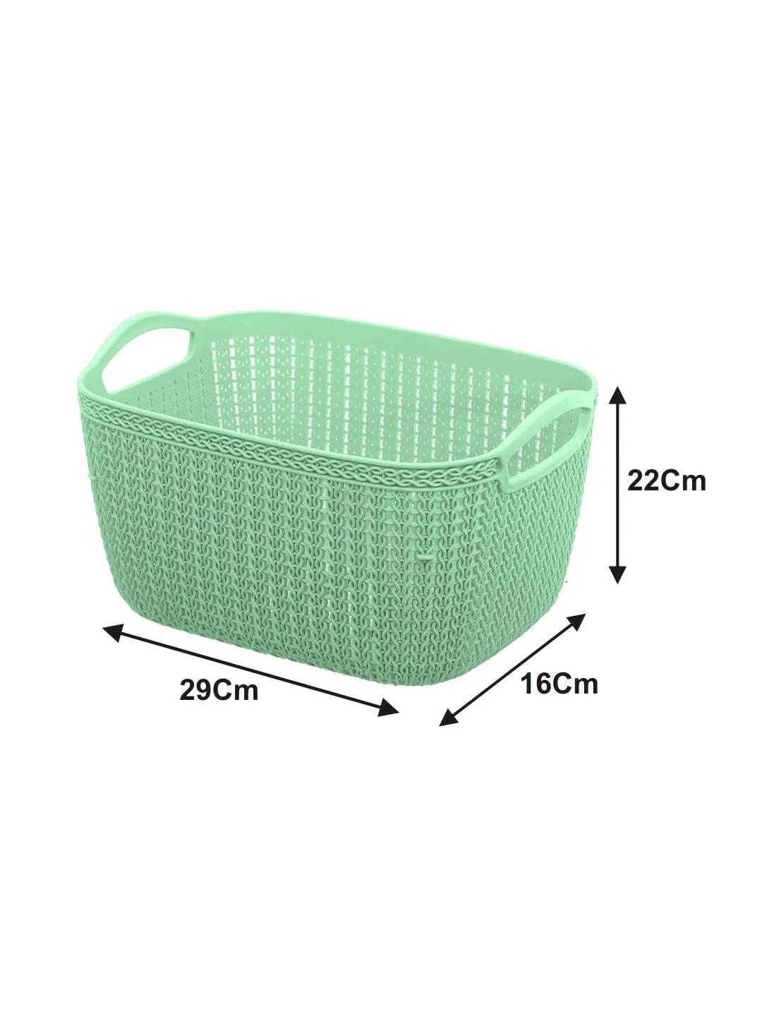 Kuber Industries Q-6 Unbreakable Plastic 4 Pieces Multipurpose Large Size Flexible Storage Baskets/Fruit Vegetable Bathroom Stationary Home Basket with Handles (Light Green)