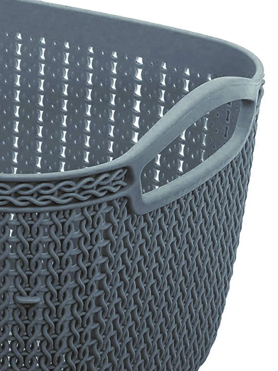 Kuber Industries Q-6 Unbreakable Plastic 5 Pieces Multipurpose Large Size Flexible Storage Baskets/Fruit Vegetable Bathroom Stationary Home Basket with Handles (Grey), Pack of 5, KUBMART010549