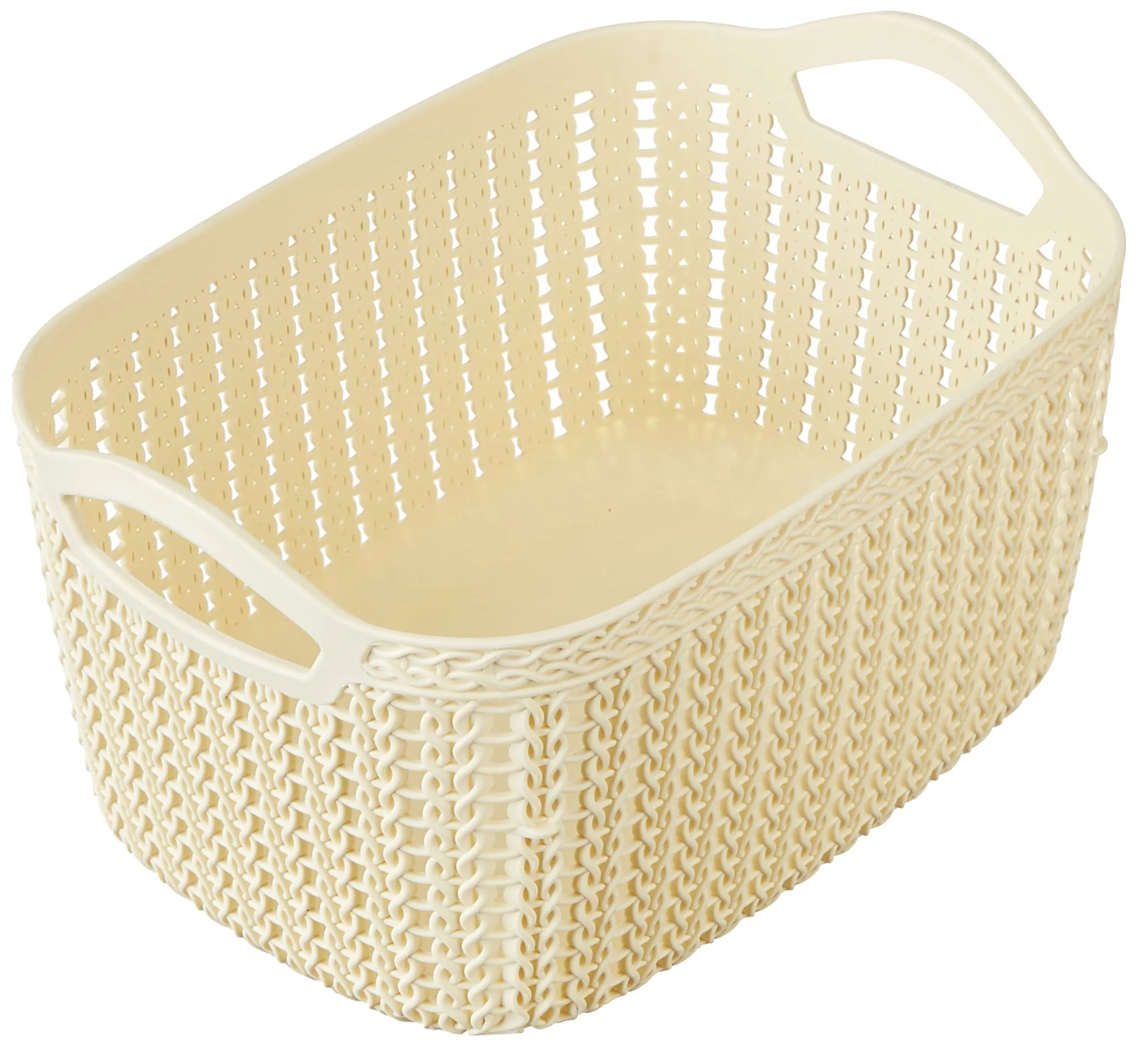 Kuber Industries Unbreakable Multipurpose Storage Basket With Handles|Medium Size & Flexible Plastic |Fruit/Vegetable/Bathroom/Stationary/Home Basket, Pack of 2(Brown & Cream) -CTKTC39079