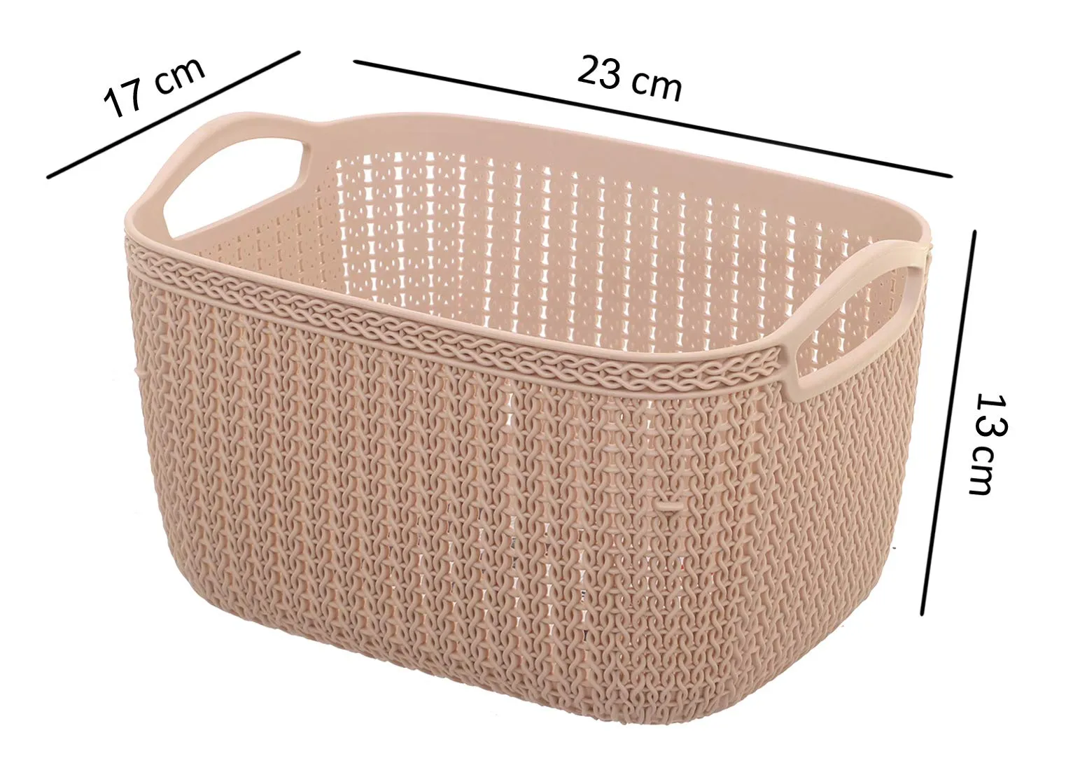 Kuber Industries Unbreakable Plastic 2 Pieces Multipurpose Medium Size Flexible Storage Baskets/Fruit Vegetable Bathroom Stationary Home Basket with Handles (Peach & Brown) (CTKTC039073)