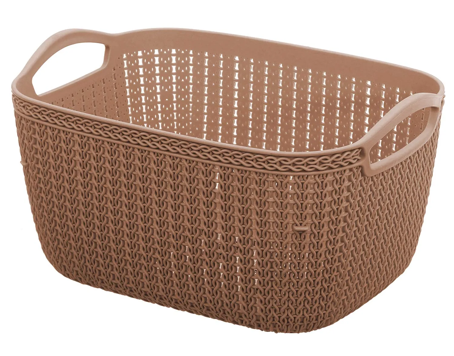 Kuber Industries Unbreakable Plastic 2 Pieces Multipurpose Medium Size Flexible Storage Baskets/Fruit Vegetable Bathroom Stationary Home Basket with Handles (Peach & Brown) (CTKTC039073)