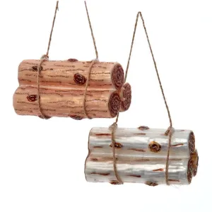 Kurt Adler Glass Wood Trunks Glass Ornament