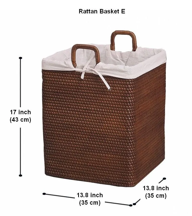 Large Storage Baskets for Bathroom, Rectangular Storage Baskets, Rattan Storage Baskets, Laundry Storage Baskets, Storage Baskets for Clothes