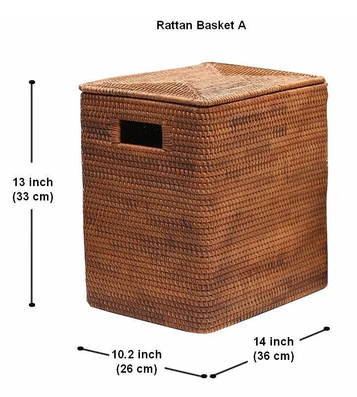 Large Storage Baskets for Bathroom, Rectangular Storage Baskets, Rattan Storage Baskets, Laundry Storage Baskets, Storage Baskets for Clothes