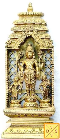 Lord Vishnu with Bhudevi and Sridevi brass idol