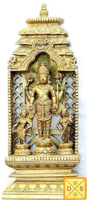 Lord Vishnu with Bhudevi and Sridevi brass idol