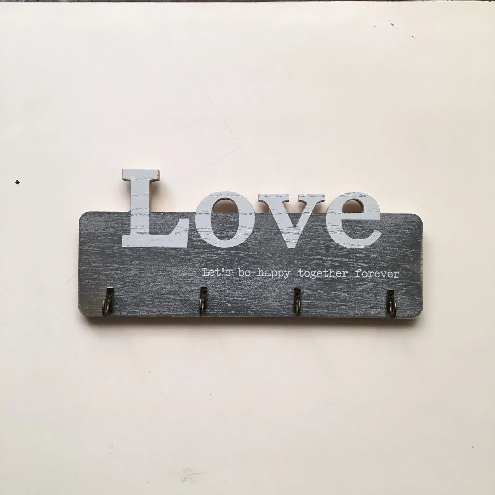 Love Together Wooden Key Holder With 4 Hooks For Wall Hanging -1 PC-BY APT