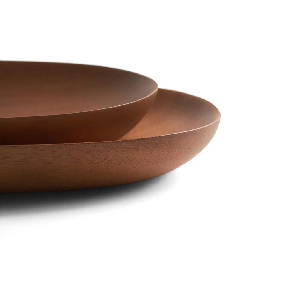 Mahogany Thin Oval Trays - Set Of 2