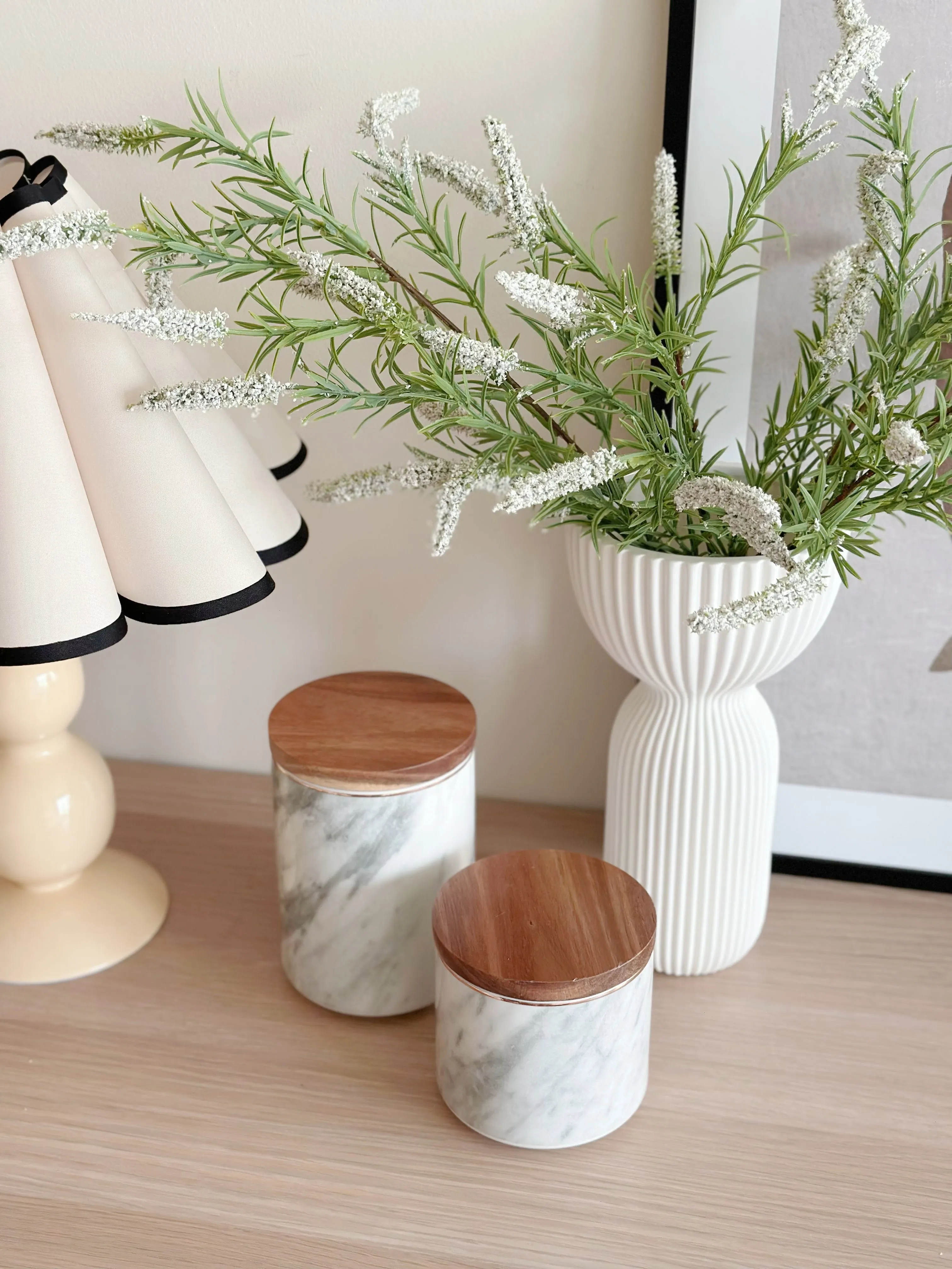 Marble Effect Porcelain Jars with Bamboo Lids (2 sizes)