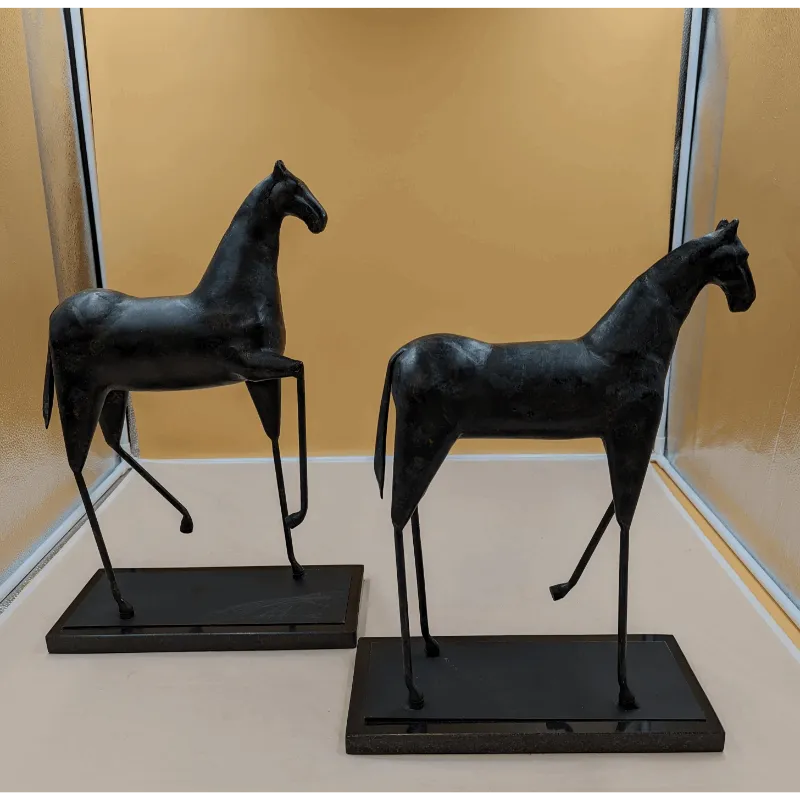 Mid Century Modern Style Metal Trojan Horse Sculptures