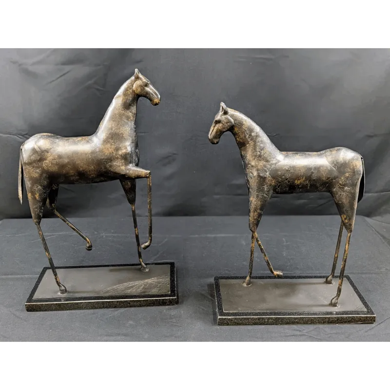 Mid Century Modern Style Metal Trojan Horse Sculptures