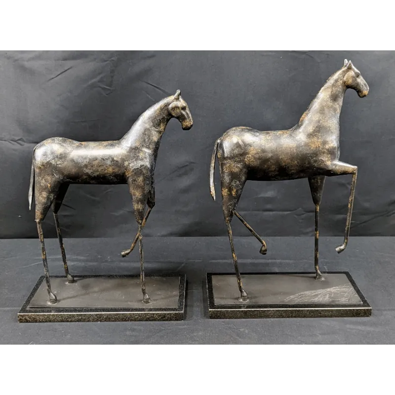 Mid Century Modern Style Metal Trojan Horse Sculptures