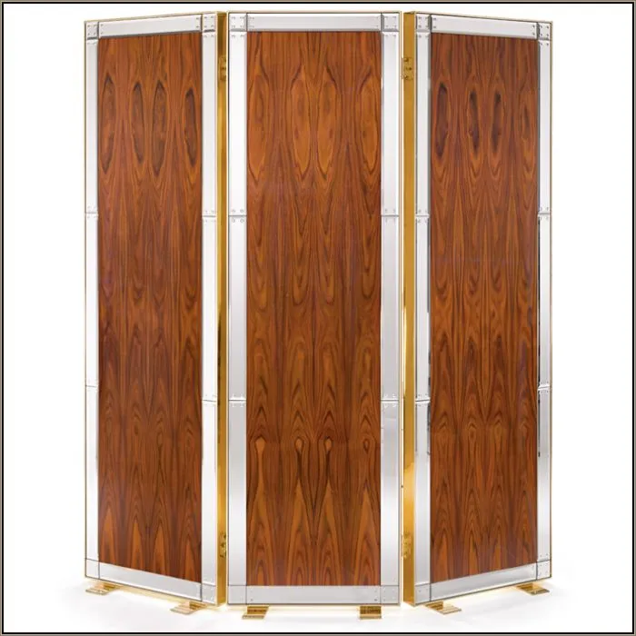 Modern Italian Rosewood Screen With Venetian Mirrored Glass