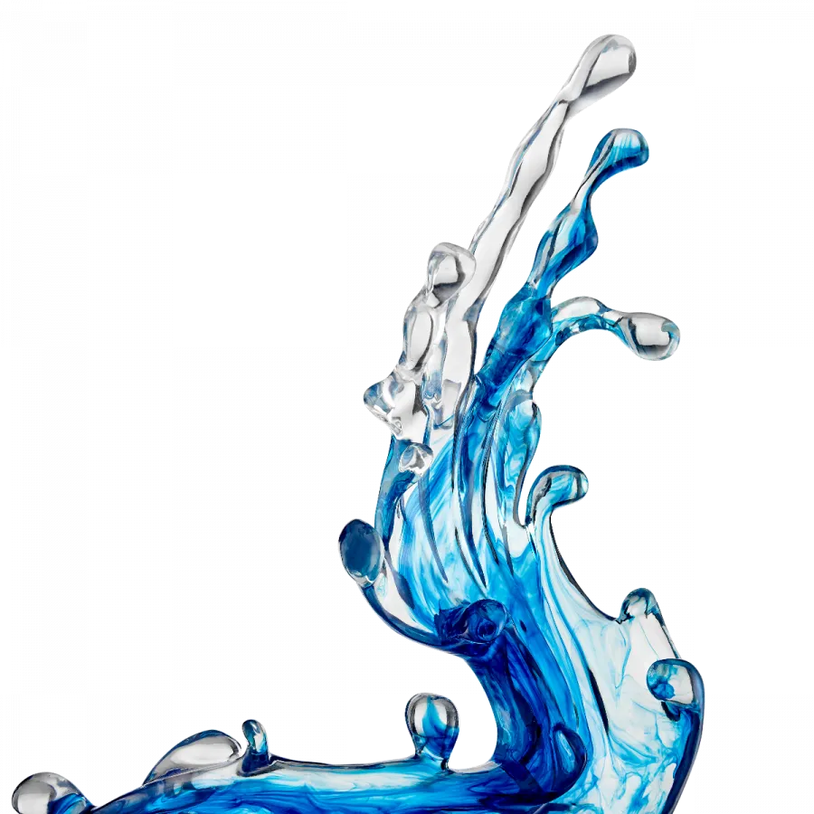 Ocean Blue Cortes Bay Wave Floor Sculpture with Black Stand, 57" Tall - Home Decor