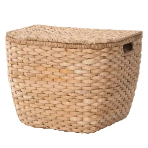 Oval Seagrass Wall Trunk, Storage Basket with Lid, Natural