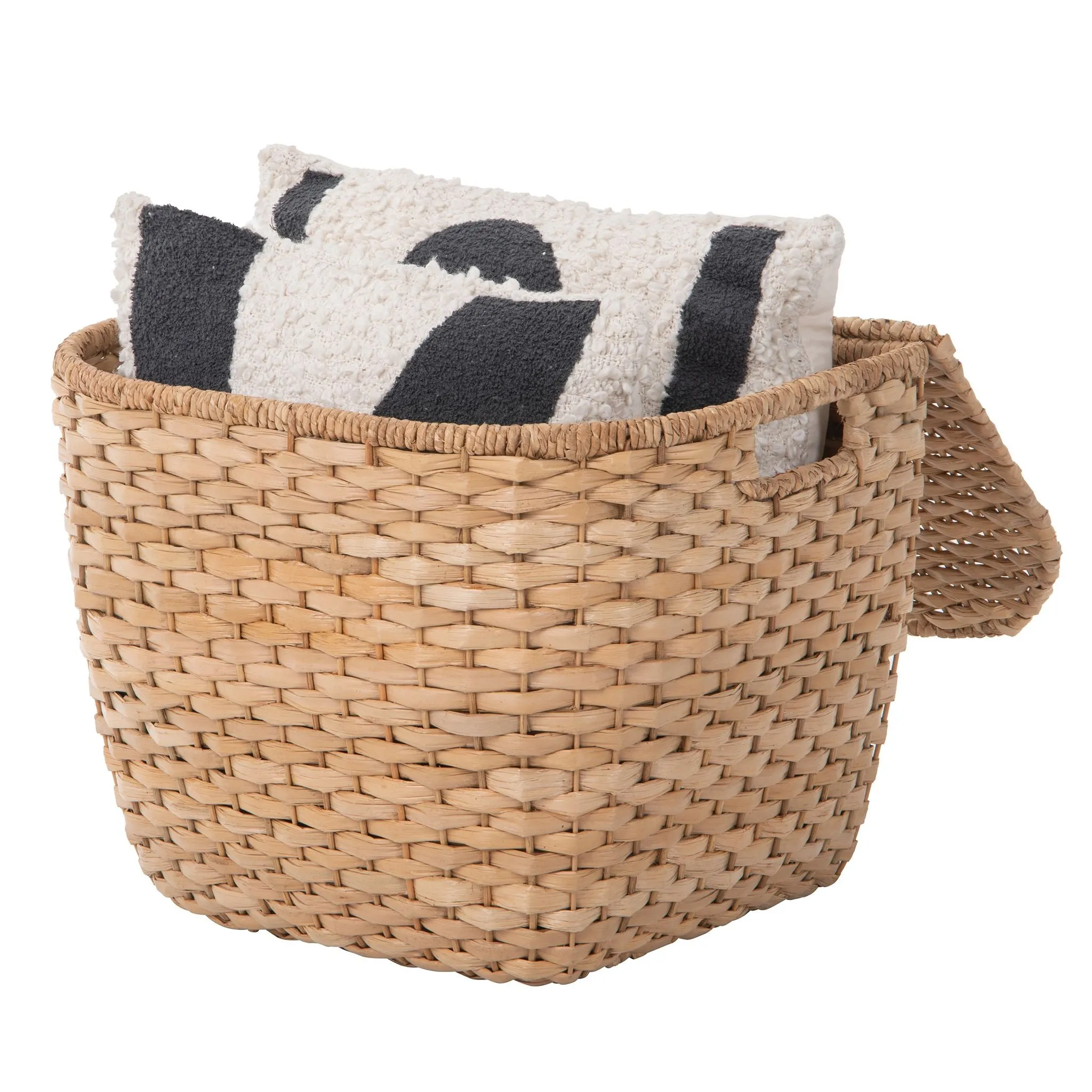 Oval Seagrass Wall Trunk, Storage Basket with Lid, Natural