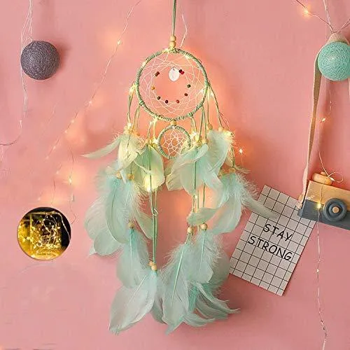 Party Propz Dream Catchers Handmade Feather Crafts Dreamcatchers with Lights for Home,Rooms, Bedroom Wall Hanging Decoration,Wedding Craft Hangings Decor,Decorative Items Girls,Baby,Kids,Women Gifts