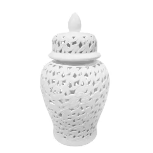 Pierced White Temple Jar 24"