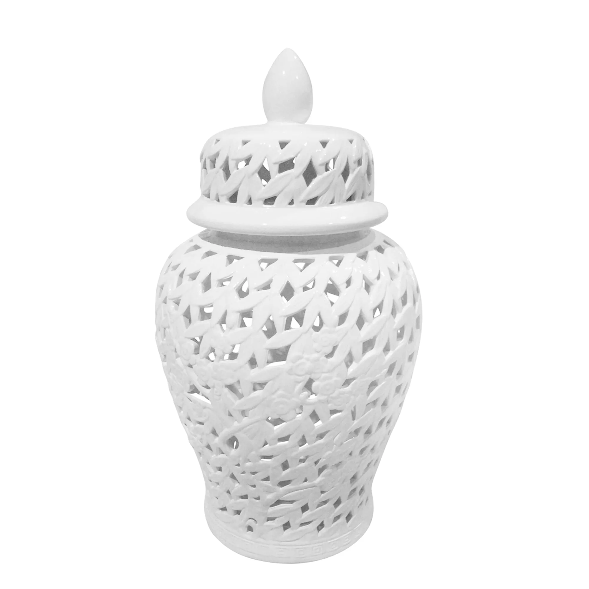 Pierced White Temple Jar 24"