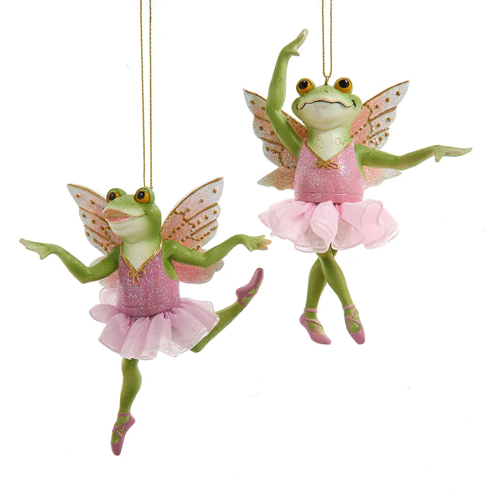 Pink Frog Ballerina Ornament, 2 Assorted