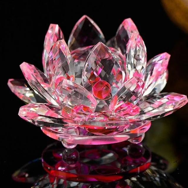 'Pink Lotus' Flower Glass Ornament